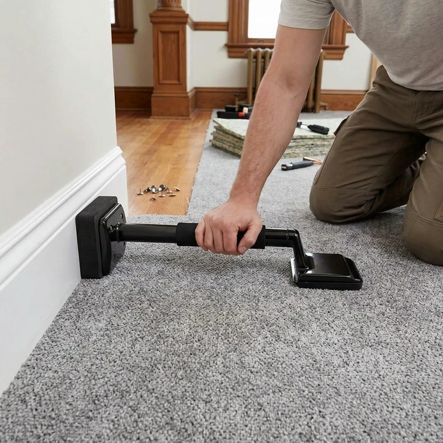Alt view image 5 of 6 - Carpet Tensioner with Anti-slip Grip and Carpet Tucker Adjustable Knee Kicker Stretcher Tools for Carpets Stretching and Tucking