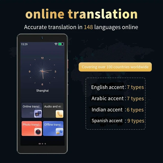 Alt view image 4 of 6 - AI Voice Translator Voice/Text/Photo Online Offline Language Translator Device 5 Inch Touchscreen for Travel Business Learning