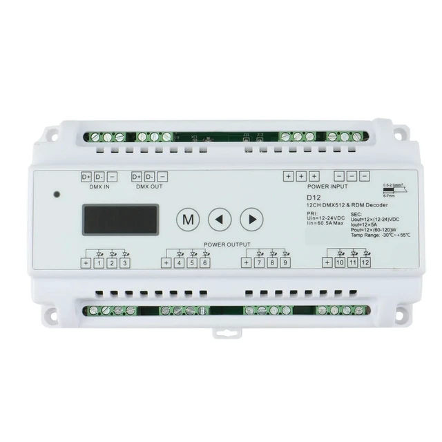 Alt view image 5 of 6 - DC5V-36V Input 12 Channels CV DMX512 Decoder,5Ax12ch Output With Display For Setting DMX Address For Led Rgb Led Strip