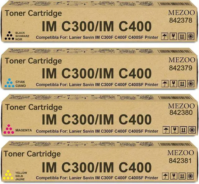 Alt view image 7 of 7 - IM C300 IM C400 IMC300 IMC400 Toner Cartridge High Yield 842378 842379 842380 842381 Replacement for Ricoh Lanier Savin IM C300F C300SF C300SRF C400F C400SF C400SRF C401F C401SF Printer (4-Pack)