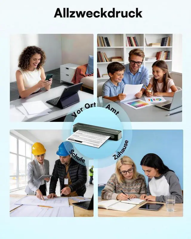 Alt view image 5 of 5 - D90E Portable Printer Wireless for Travel, Bluetooth & USB Inkless Printer Supports 8.5 x 11 Inch Thermal Paper, Compatible with Phone Laptop for Home Use Car Office School, Dark Cyan