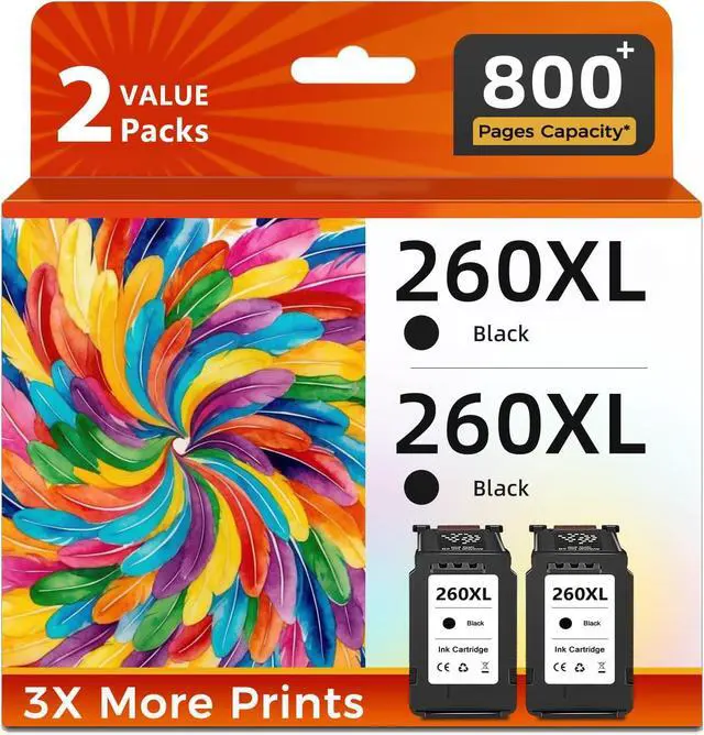Main image of 260XL Black Compatible Ink Cartridge Replacement for Canon PG-260 PG260 XL PG260XL Ink for Cannon TR7020 TR7020a TR7022 TS6420 TS6400 TS5300 TS5320 TS6420a Printer (Black 2-Pack)