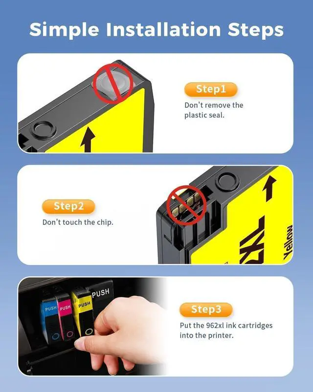 Alt view image 6 of 7 - INK4U 962XL Ink Cartridges 4-Pack, with Chip, High Yield