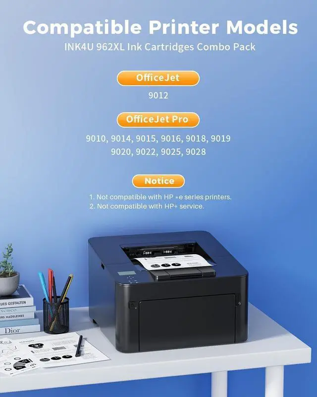 Alt view image 5 of 7 - INK4U 962XL Ink Cartridges 4-Pack, with Chip, High Yield