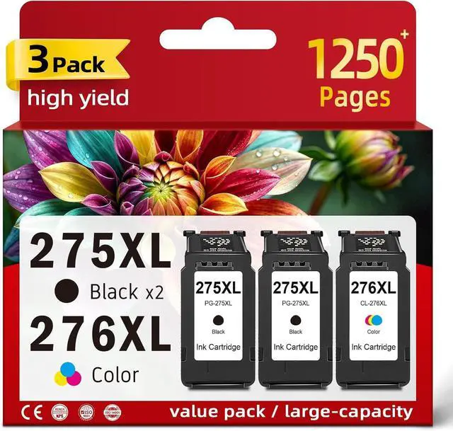 Main image of 275XL 276XL Ink Cartridges Replacement for Canon Ink 275 276 XL PG-275 CL-276 (2-Black, 1-Color, 3-Pack) for TR4700 TR4720 TS3700 TS3722 TS3522 TR4722 TS3500 TS3520 TS3720 TR4723 TR4725 Printers