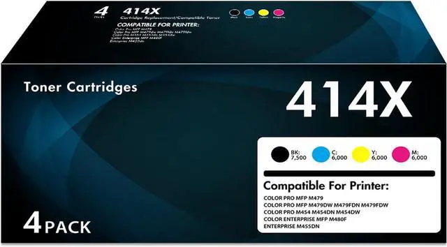 Main image of 414X Toner Cartridges 4 Pack High Yield for HP 414A MFP M479fdw with Chip