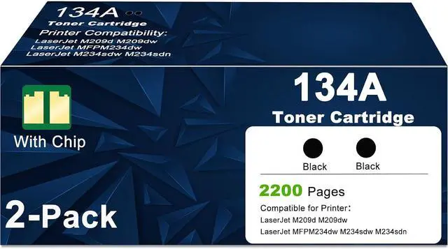 Main image of 134A Black Toner Cartridges Replacement for HP 134 134X W1340A W1340X, Compatible with LaserJet Pro MFP M234dw M234sdn M234sdw Printers and LaserJet M209dw M209d Printers High Yield (2-Pack Black)