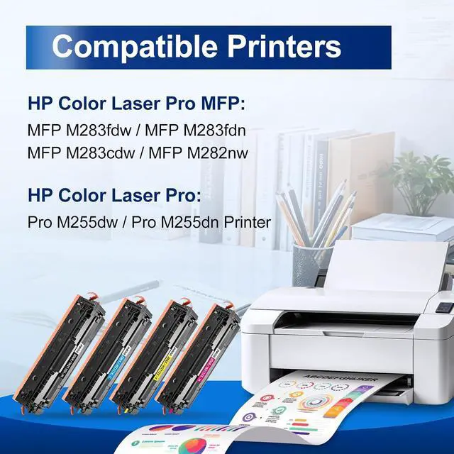 Alt view image 2 of 7 - 206X Toner Cartridges 4 Pack High Yield Compatible for HP Pro MFP M283fdw