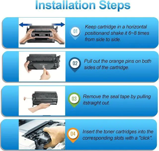 Alt view image 7 of 7 - 210A Toner Cartridge With Chip 4-pack High Yield Replacement for HP 210A W2100A W2101A W2102A W2103A 210X Compatible with HP Color Laser Jet Pro MFP 4301fdw 4201dw 4201dn 4301fdn Printer(B/C/M/Y)