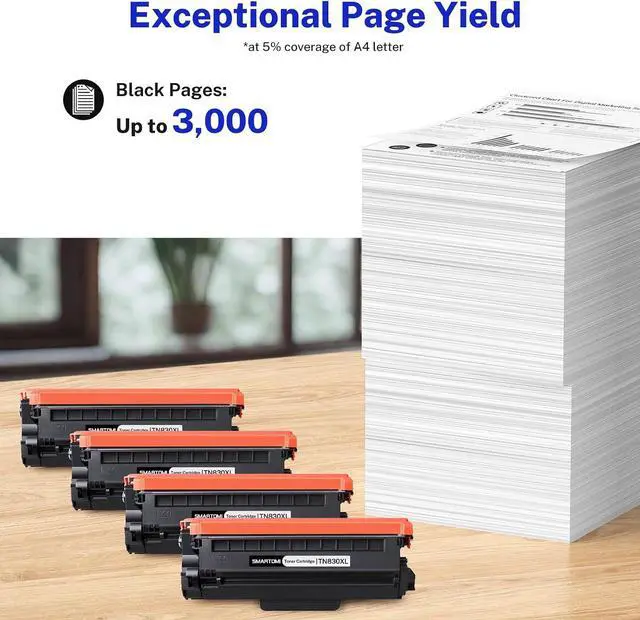 Alt view image 3 of 7 - TN830XL Toner Cartridge Replacement for Brother TN830XL TN830 830XL 4-Pack