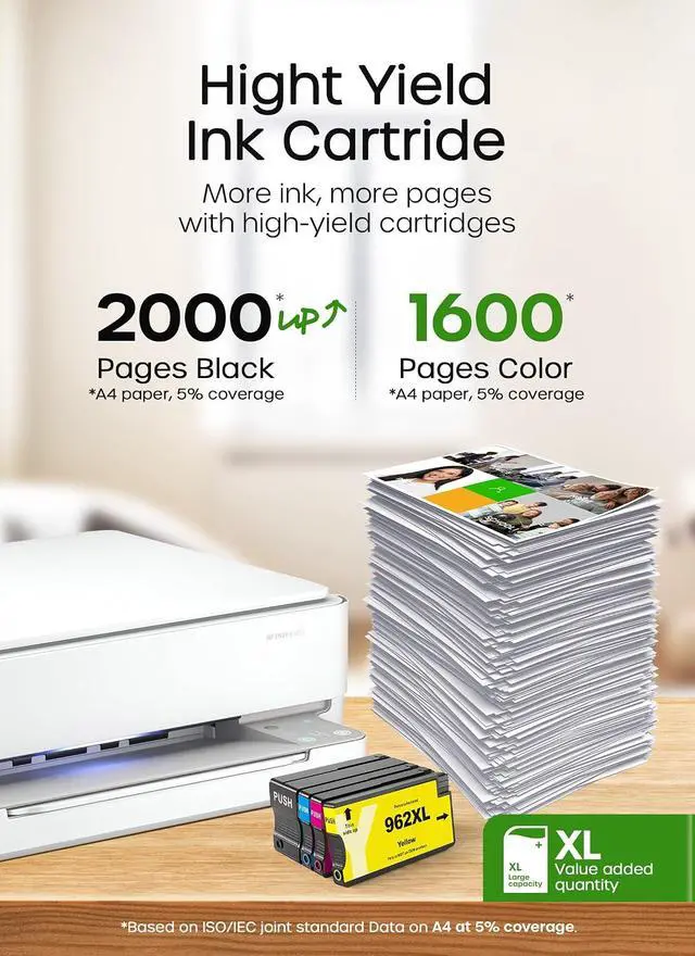 Alt view image 4 of 7 - Kuva 962XL Ink Cartridges Combo Pack Replacement for HP 962XL (4 Pack)