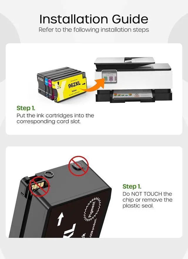 Alt view image 6 of 7 - Kuva 962XL Ink Cartridges Combo Pack Replacement for HP 962XL (4 Pack)