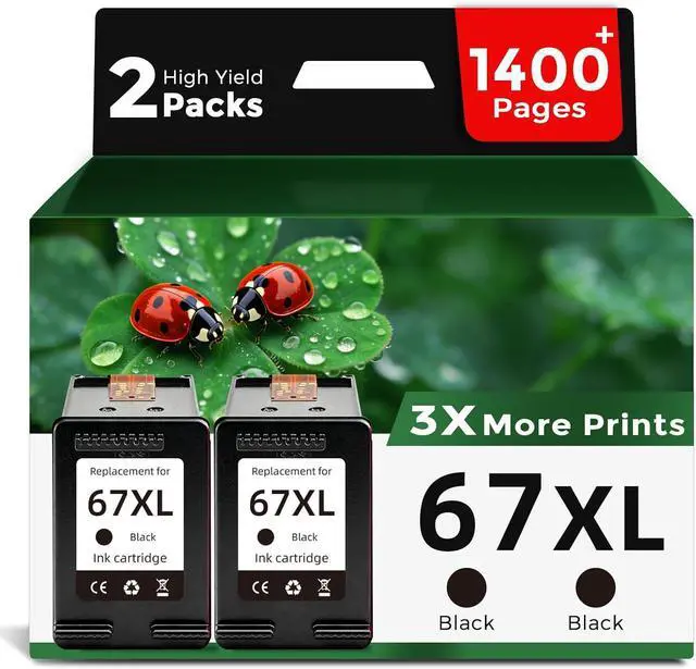 Main image of 67XL Black Ink Cartridges Replacement for HP 67 XL HP67 HP67XL(2 Pack)for DeskJet 2700 2700e 4100 6400 4155e 2755e 6000 2855e 2827e 2752e 4100e 6458 6455e 4152 6055e 6052e 4152e 2742e 6400e Printer