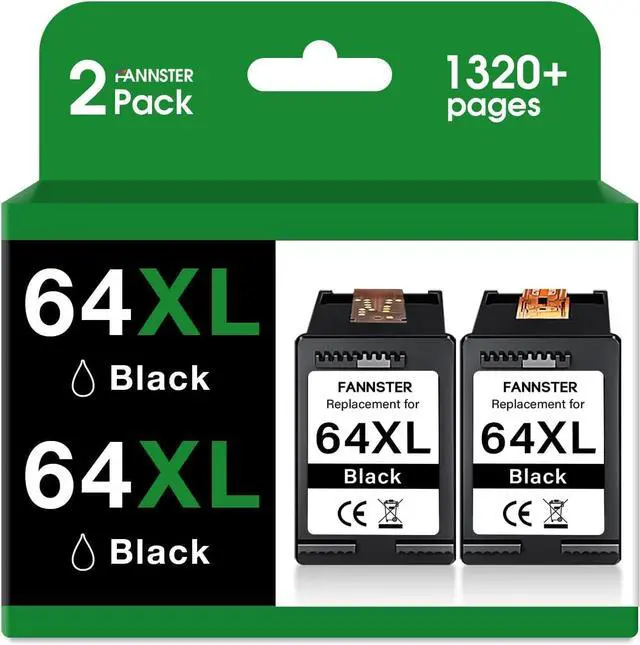 Main image of 64XL Black Ink Cartridge Replacement for HP 64 XL 64 Ink High Yield (2-Pack) Compatible with Envy Photo 7858 7855 7155 6255 6232 Envy Inspire 7955e Tango X Printer