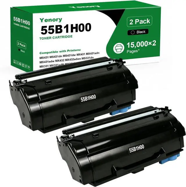 Main image of Remanufactured 55B1H00 Black High Yield Toner Cartridge Replacement for Lexmark 55B1H00 55B1000 55B1X00 Work for MS431 MX431 MX432 MS331 MX331 Laser Printer 15,000 Page-Yield (2 Pack)