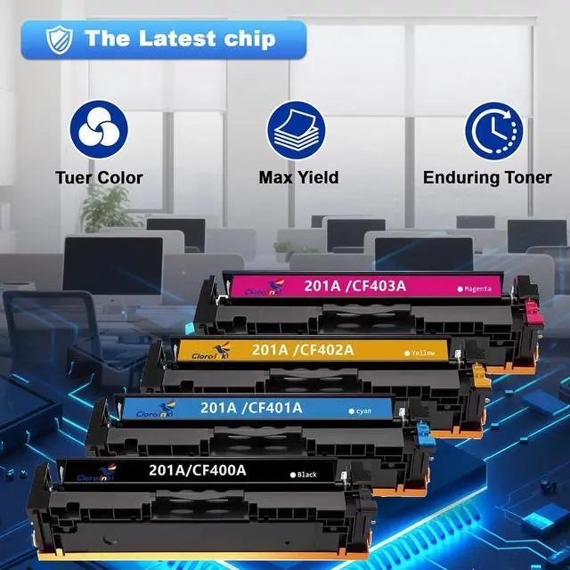 Alt view image 5 of 7 - 201A Toner Cartridges 4 Pack M277dw Replacement for HP 201A 201X CF400A for HP Color LaserJet Pro M274n M252dw m277 M252 M277c6 Printer (B/C/M/Y Color)