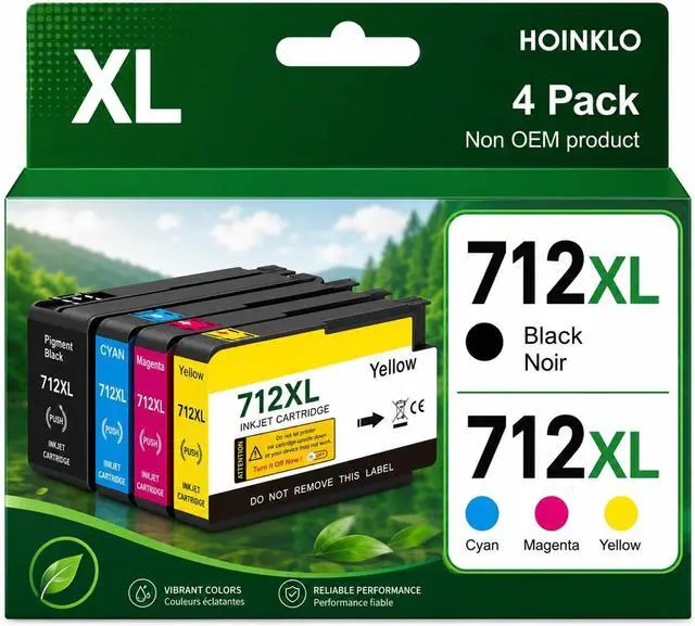 Main image of HOINKLO 712XL Ink Cartridges High Yield Compatible for HP 712 712 XL Ink to use with with DesignJet T210 T230 T630 T650 Studio Plotter Printer (Black, Cyan/Magenta/Yellow)