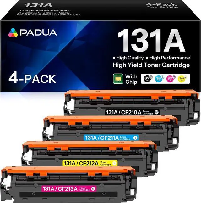 Main image of 131A Toner Cartridges Compatible CF210A CF211A CF212A CF213A Toner Replacement for HP Pro 200 Color MFP M276nw M251nw M276n M251n Printer(4 Pack)
