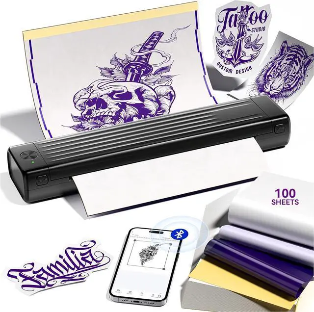 Main image of Itari Tattoo Stencil Printer Kit with 100 Pcs Transfer Paper, Bluetooth