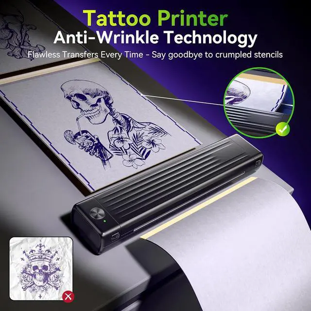 Alt view image 3 of 7 - Itari Tattoo Stencil Printer Kit with 100 Pcs Transfer Paper, Bluetooth
