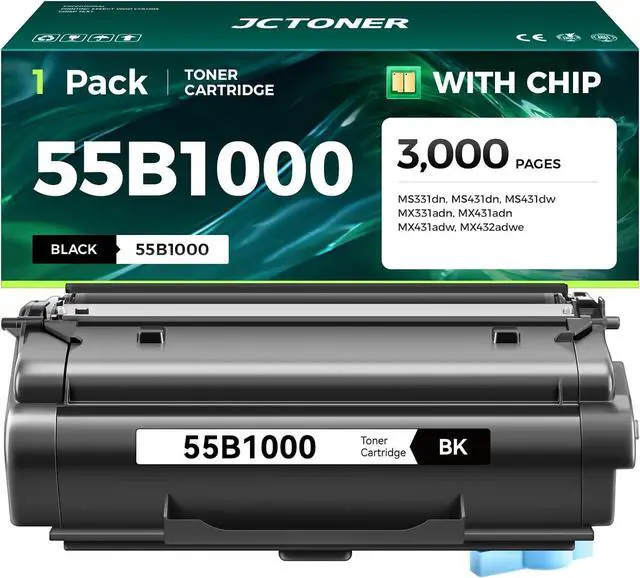 Main image of 55B1000 Toner Cartridge with Chip Replacement for Lexmark 55B1000 55B1H00 Compatible with Lexmark MS331dn MS431dn MS431dw MX331adn MX431adn MX431adw MX432adwe MS331 MS431 MX331 MX431 Laser Printer Ink