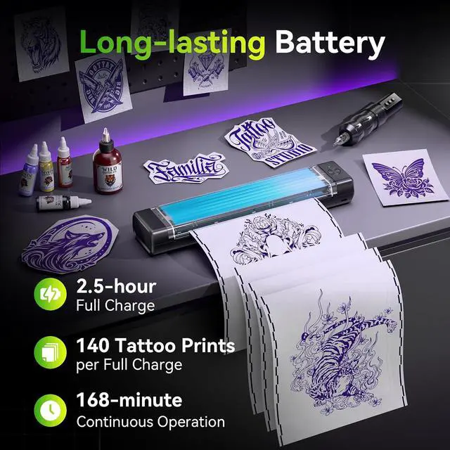 Alt view image 7 of 7 - Itari Tattoo Stencil Printer Kit with 100 Pcs Transfer Paper, Bluetooth