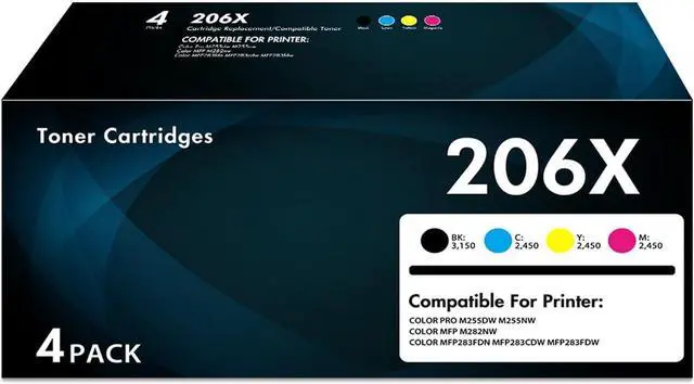 Main image of 206X Toner Cartridges 4-Pack Set Compatible for HP Pro MFP M283fdw