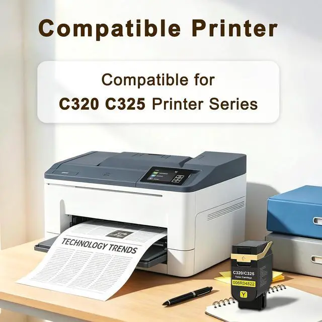 Alt view image 2 of 6 - C320 C325 Toner Cartridge Compatible for Xerox 006R04822 Yellow Toner Cartridge Compatible for Xerox Genuine C320 C325 Printer High Yield 1-Pack with New Chip Yellow
