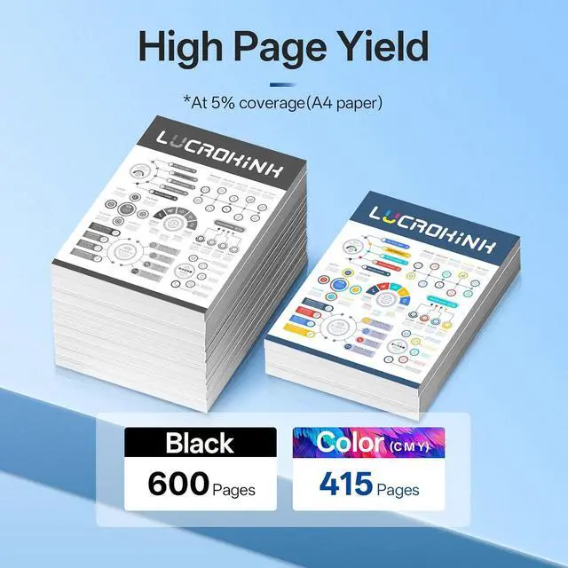 Alt view image 3 of 7 - 62XL Ink Cartridge Black and Color: Replacement for HP 62 62XL