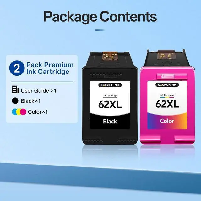 Alt view image 7 of 7 - 62XL Ink Cartridge Black and Color: Replacement for HP 62 62XL
