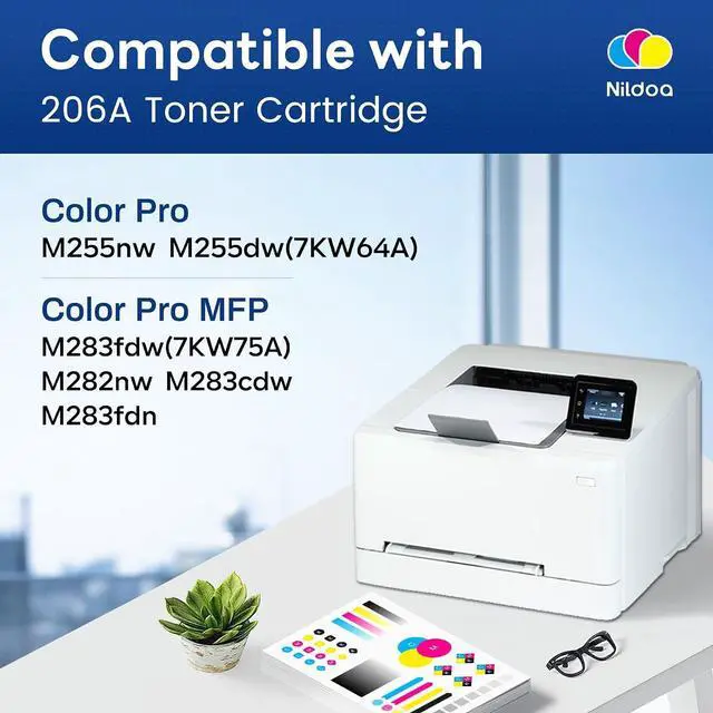 Alt view image 2 of 7 - 206A 206X Toner Cartridges 4 Pack with Chip Compatible 206A W2110A W2111A W2112A W2113A Replacement for HP 206A 206X Black Cyan Yellow Magenta Color Pro M255dw M255nw; MFP M282nw M283cdw Printer Ink