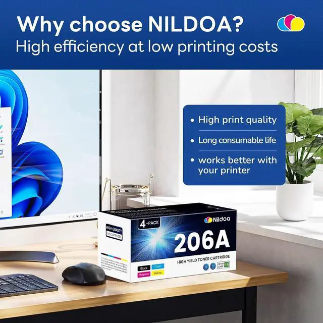 Alt view image 7 of 7 - 206A 206X Toner Cartridges 4 Pack with Chip Compatible 206A W2110A W2111A W2112A W2113A Replacement for HP 206A 206X Black Cyan Yellow Magenta Color Pro M255dw M255nw; MFP M282nw M283cdw Printer Ink