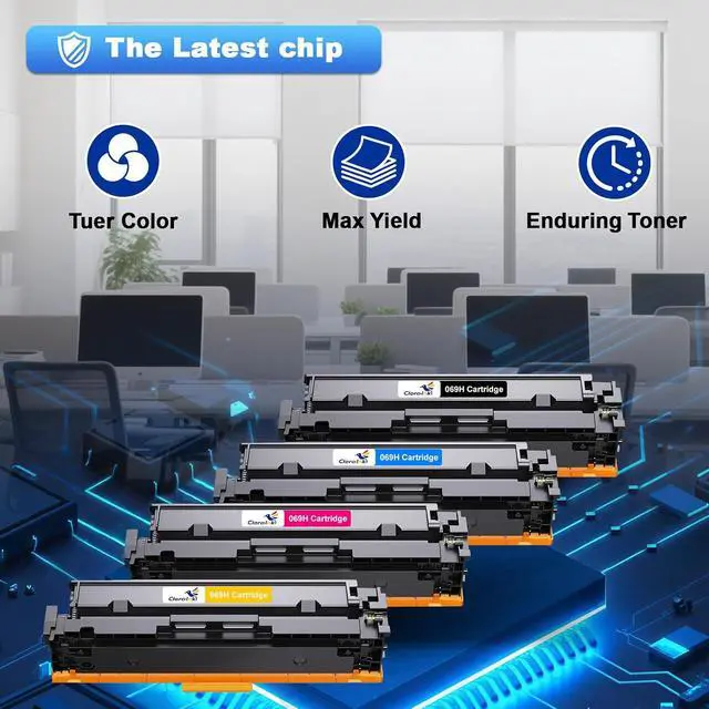 Alt view image 5 of 7 - 069H Toner Cartridge with Chip 4-pack High Yield Replacement for Canon 069 069H Compatible with Canon Color imageCLASS MF750C LBP670C Series MF753Cdw MF754Cdw MF751Cdw LBP674Cdw Printer (B/C/M/Y)