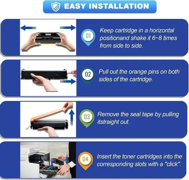 Alt view image 7 of 7 - 069H Toner Cartridge with Chip 4-pack High Yield Replacement for Canon 069 069H Compatible with Canon Color imageCLASS MF750C LBP670C Series MF753Cdw MF754Cdw MF751Cdw LBP674Cdw Printer (B/C/M/Y)