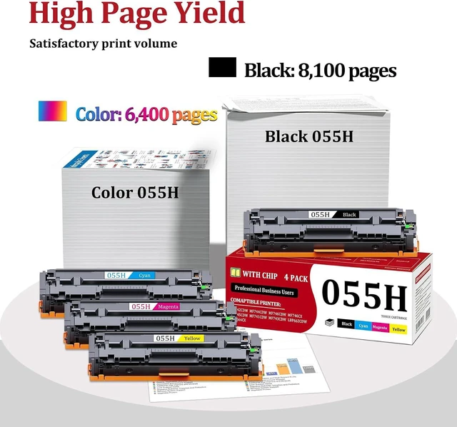 Alt view image 3 of 7 - 055H Toner Cartridge Set (Black Cyan Magenta Yellow, 4-Pack)