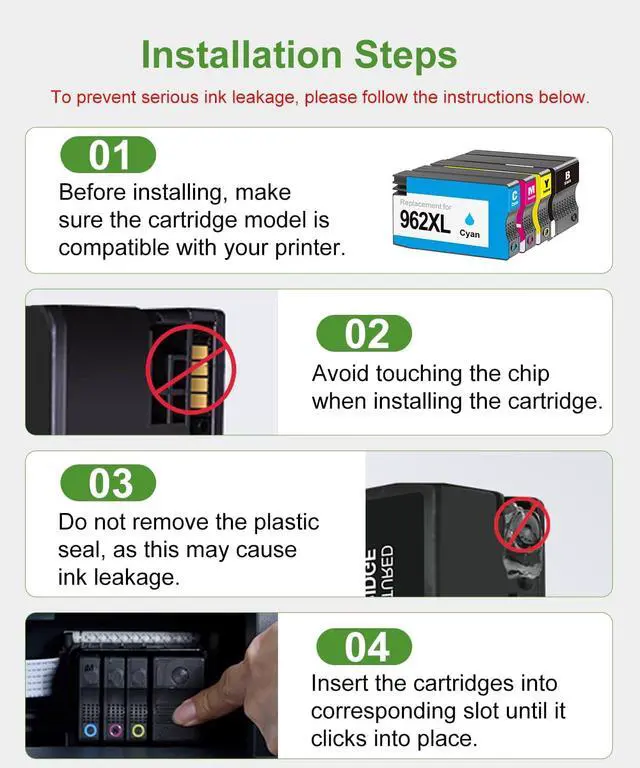 Alt view image 7 of 7 - 962XL Ink Cartridges Combo Pack Replacement for HP 962 HP 962XL Ink