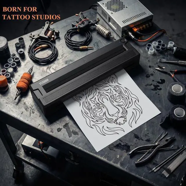 Alt view image 4 of 7 - Tattoo Stencil Printer, Portable Tattoo Printer, Wireless-Bluetooth-Thermal Tattoo Transfer Machine with 10pcs Thermal Papers & 3pcs Transfer Papers, Support Mobile & PC,Black