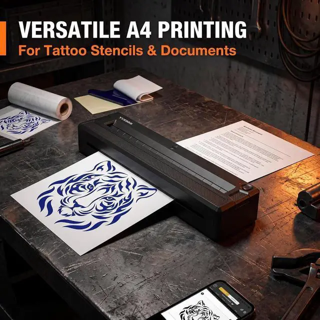 Alt view image 5 of 7 - Tattoo Stencil Printer, Portable Tattoo Printer, Wireless-Bluetooth-Thermal Tattoo Transfer Machine with 10pcs Thermal Papers & 3pcs Transfer Papers, Support Mobile & PC,Black