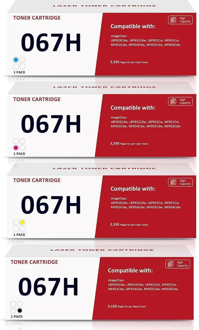 Main image of 067H 067 High Yield Toner Cartridge Compatible for Canon 067 067H 4 Pack