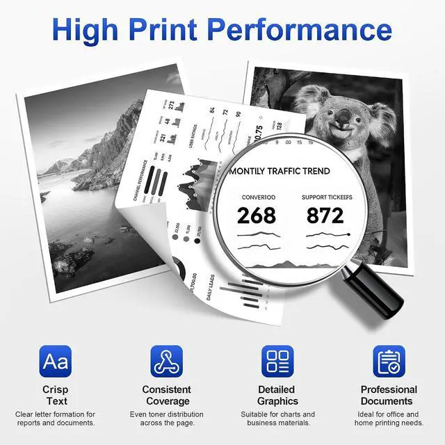 Alt view image 4 of 7 - TN760 TN730 Replacement for Brother TN760 TN730 4PK Black Toner Cartridges