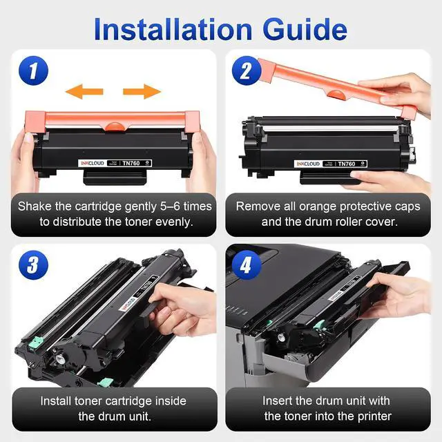 Alt view image 6 of 7 - TN760 TN730 Replacement for Brother TN760 TN730 4PK Black Toner Cartridges