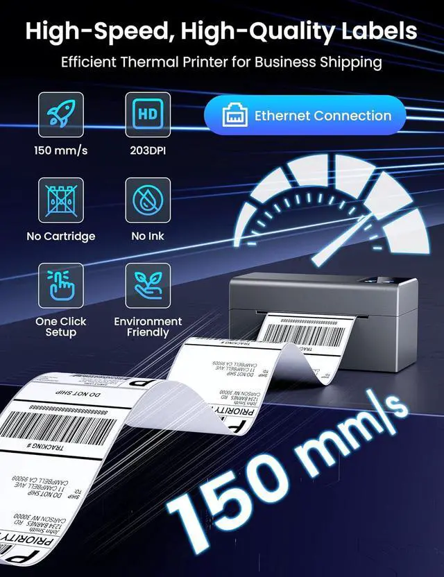 Alt view image 2 of 7 - Phomemo Thermal Label Printer with Ethernet & Bluetooth Connectivity