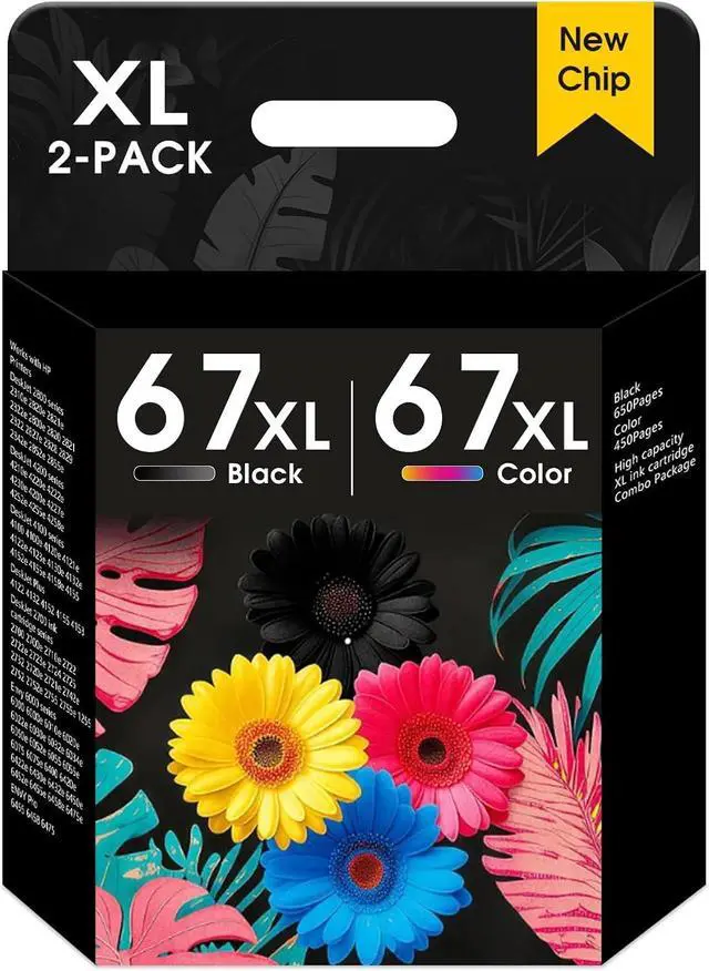 Main image of 67XL Black and Color Combo Pack Ink Cartridges Compatible for HP Ink 67