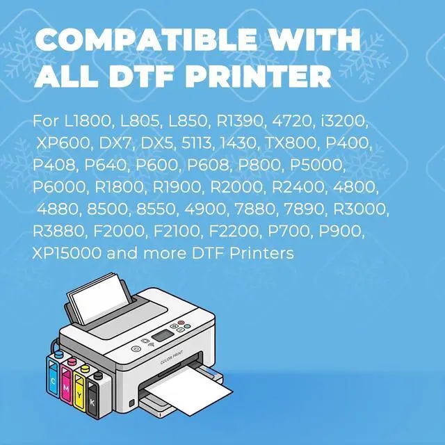 Alt view image 3 of 7 - Premium DTF Ink White 1000ML (33.8oz) - Anti-Clog, No Sediment, High Opacity DTF Transfer Ink for ET8550 L1800 i3200 XP600 XP15000 All DTF Printheads, Smooth Flow for Heat Transfer Film Shirt Printing