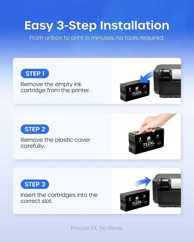 Alt view image 4 of 7 - 712XL 712 Ink Cartridges High Yield Compatible Replacement for HP