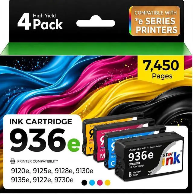 Main image of 936XL 936e 9125e 936 Ink Cartridges Combo Pack Replacement for HP 936e