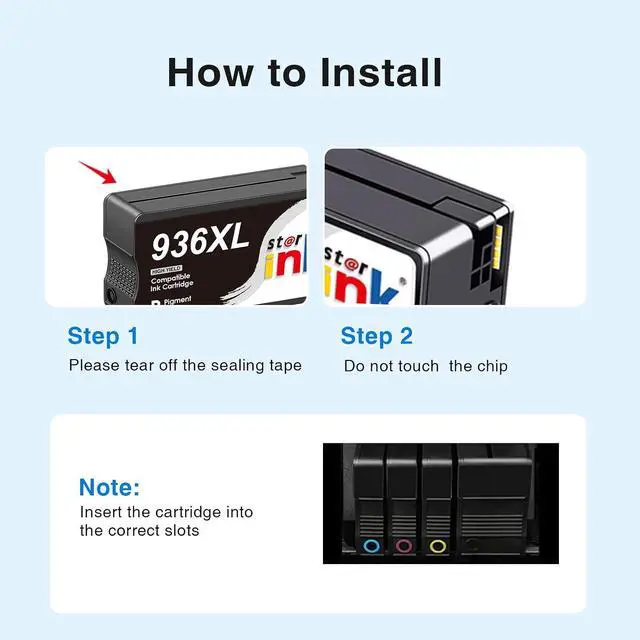 Alt view image 6 of 7 - 936XL 936e 9125e 936 Ink Cartridges Combo Pack Replacement for HP 936e