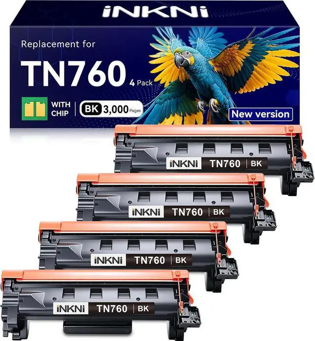 Main image of InkNI TN760 TN-730 TN-760 Toner Cartridge for DCP-L2550DW,4 Pack Black