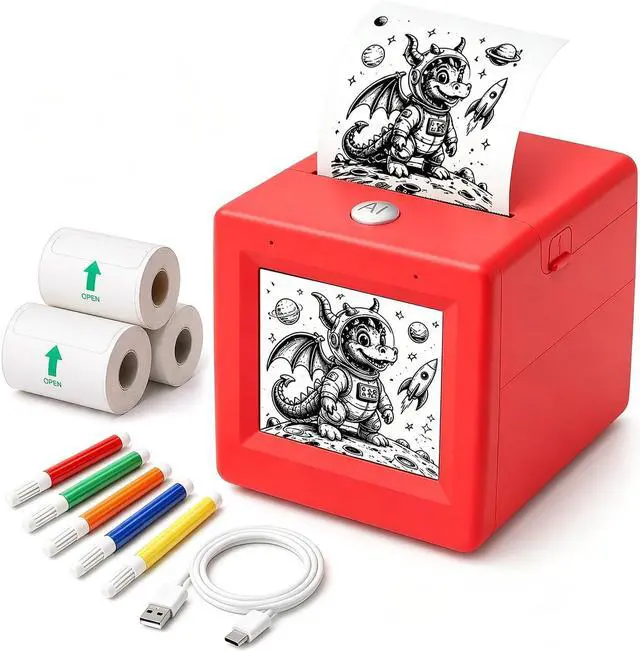 Main image of AI Voice Sticker Maker for Kids, Mini Inkless Thermal Printer, Portable Sticker Printer Machine Box for DIY Crafts, Journaling & Doodles, Birthday Toy Gift for Boys and Girls Ages 3+
