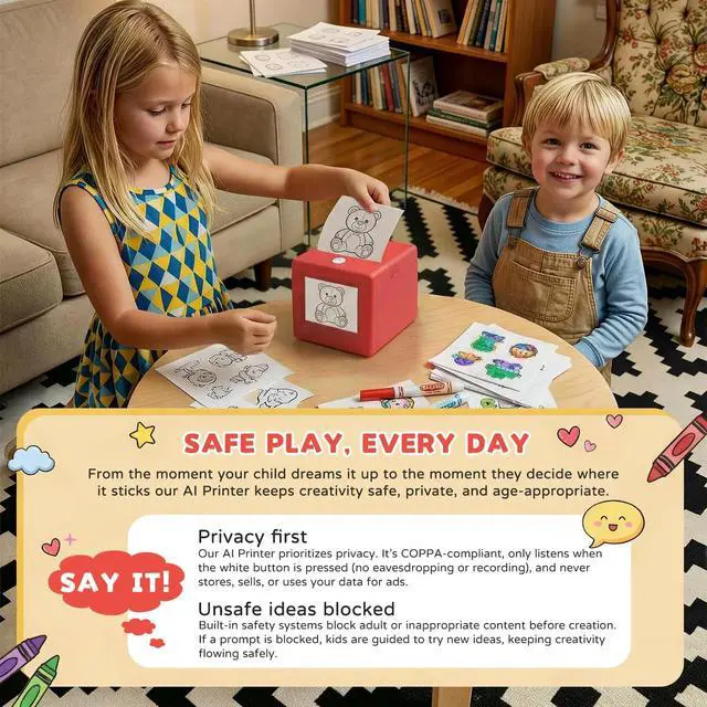 Alt view image 3 of 7 - AI Voice Sticker Maker for Kids, Mini Inkless Thermal Printer, Portable Sticker Printer Machine Box for DIY Crafts, Journaling & Doodles, Birthday Toy Gift for Boys and Girls Ages 3+